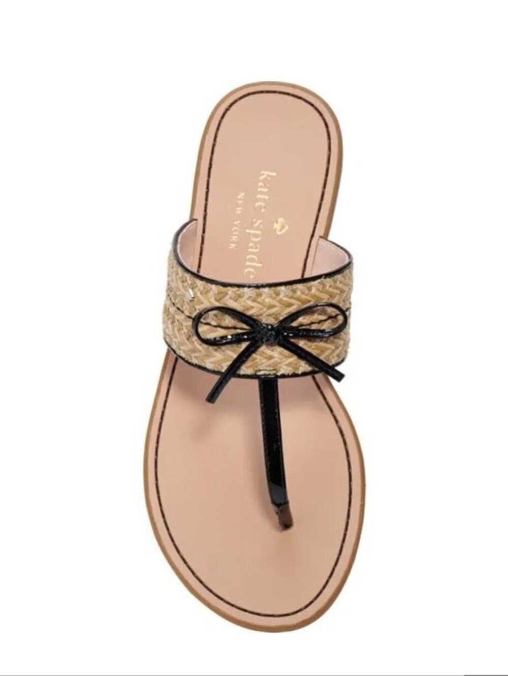 Kate Spade New York Callie bow sandals featuring a woven raffia band Size 9.5